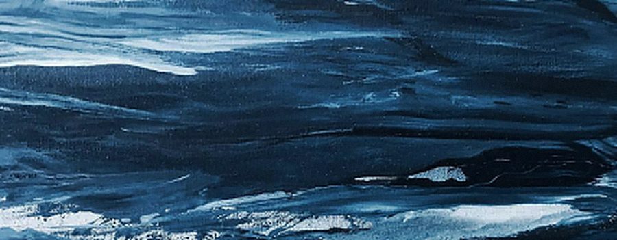 Painting of dark blue waves
