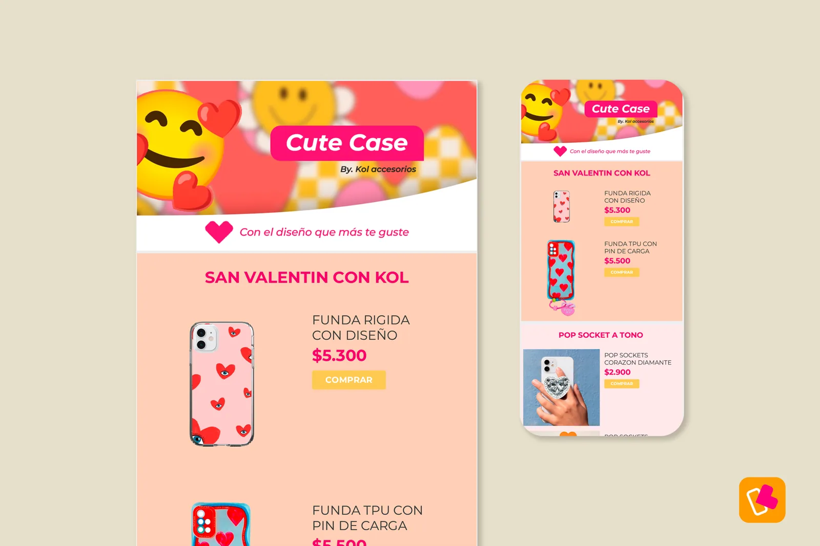 מייל יום האהבה בשני טלפונים, עם הכיסוי Cute Case