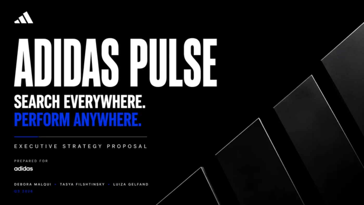 Cover of the Adidas Pulse proposal: Search Everywhere. Perform Anywhere.