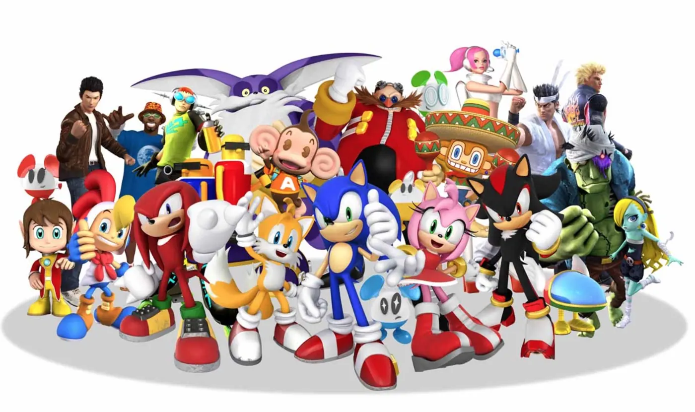 הדמויות של SEGA בקבוצה, עם סוניק מלפנים
