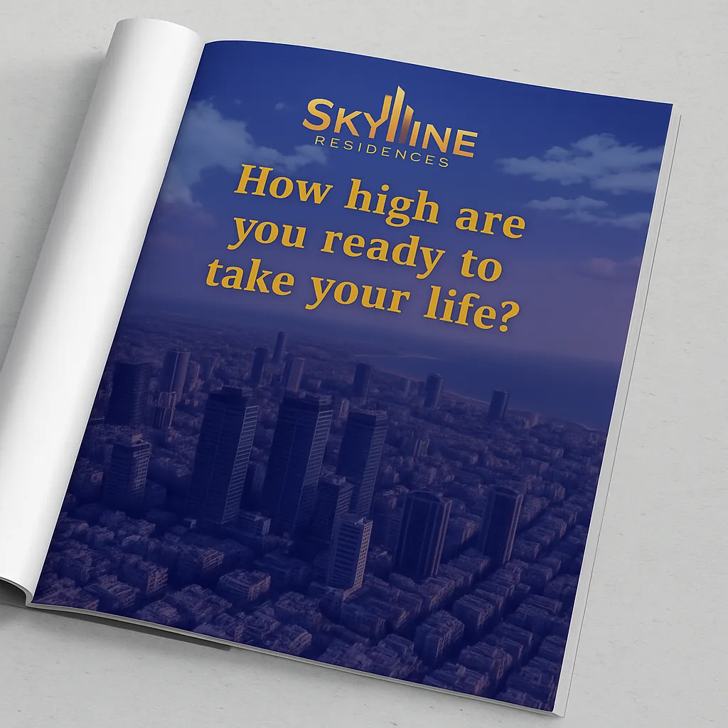 מוקאפ של מגזין פתוח עם מודעת הטיזר: How high are you ready to take your life?